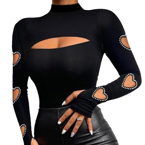 Chemisier à manches longues tendance col montant et t-shirt moulant femme