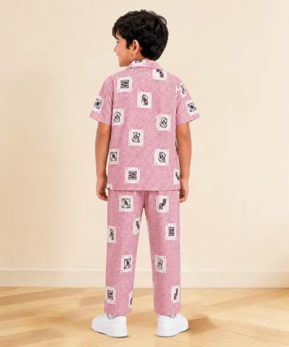 Image of 3BROS Unisex Pure Cotton Short Sleeve Kids Night Dress for Boys & Girls Nightwear /Sleepsuit /Sleepwear /Loungewear Night Suit for Boys and Girls Top and Pyjama Combo Set