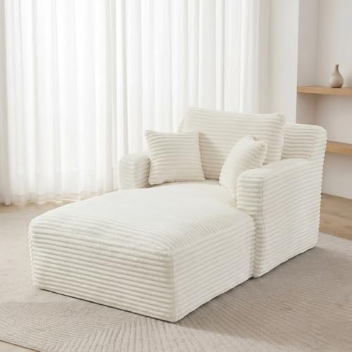 Yihomfy Sofá cama de 1 plaza, Sillón Nube Grand Confort de Pana, cama supletoria compacta para espacio pequeño, sin montaje, ideal para salón, oficina y apartamento, color beige