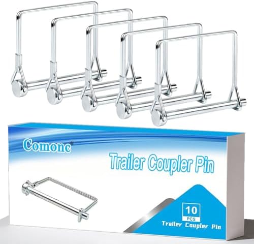 Comonc 10 Pcs 1/4 Square Wire Lock Pin Shafty Locking Pin Trailer Coupler Pin Pto Pin 1/4" x 2-3/4" Hitch Pin for PTO,Farm,Lawn,Hitches,and Garden