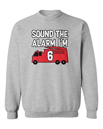 Tcombo Sound The Alarm I'm 6 - Firefighter Youth Fleece Crewneck Sweater