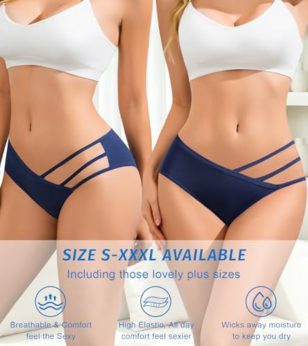 Image of Eiggam Women's Cotton Bikini Panties,High-Cut Full Coverage Stretch Cool Underwear for Women