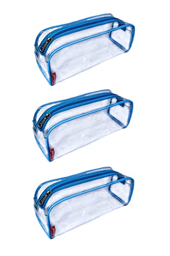Image of iShine Multipurpose Travel Morning Zipper Pouch for Men and Women Transparent Medium (Pack of 3, Navy Blue)