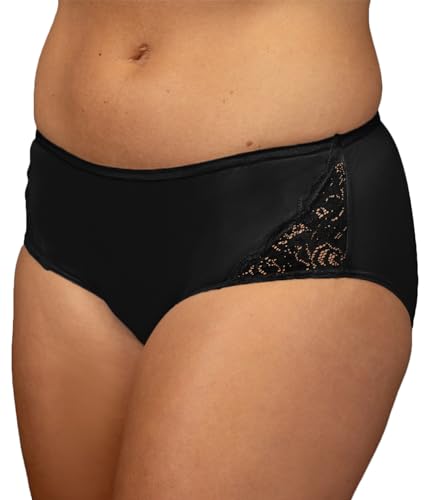 Shadowline Women's Nylon Hipster Panty with Lace Insert 3 Pack-Black-6 - image 2