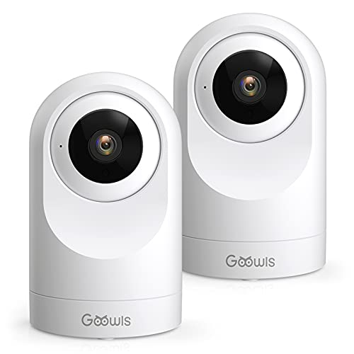 Preisvergleich Produktbild Überwachungskamera Innen, Goowls Babyphone 1080P WLAN IP Kamera Hundekamera mit Bewegungsmelder, Nachtsicht Alert und Zwei-Wege-Audiomit App für Smartphone, Kompatibel mit Alexa 2 Stück