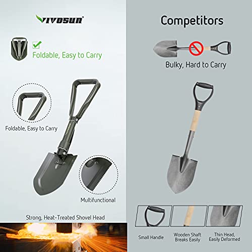 Vivosun Military Survival Shovel Folding Camping Tactical Shovel Multitool For Camping, Hiking, Backpacking #TOP5