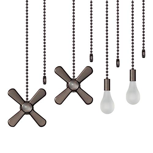 Ceiling Fan Pull Chain , Including 4Pcs Beaded Ball Fan Pull Chain Pendant, Extra 8Pcs Pull Loop Connectors, 2Pcs 36 Inches Fan Pull Chain Extension. (Oil Rubbed Bronze) #TOP6