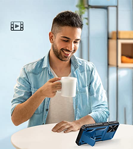 For Samsung Galaxy A14 5G Case: Protective Rugged Military Drop Proof Galaxya14 Cell Mobile Cover With Kickstand | Shockproof Tpu Matte Textured Tough Hybrid Bumper Cases For Samsunga14 Phone - Blue #TOP6