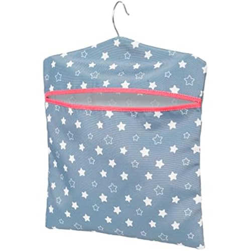 Joalpysm Star Print Peg Bag - Hang on Line, Peg Organisation, Easy Hanging Hook for Storage, Holds up to 50 Pegs, Reusable Clothes Peg Bag for Indoor Outdoor Use, 33 x 30 cm