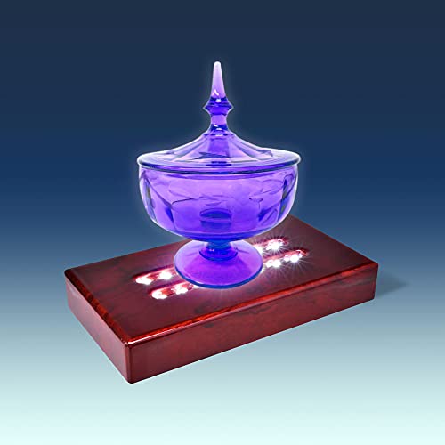 Asente 16 Led Light Stand Base - Rectangle Display Pedestal For 3D Crystal Glass Art - Adapter Plug Operated - 5.25 Inch Illuminated Holder - Lighted Mirror Box For Centerpieces (Cherry Wood) #TOP5