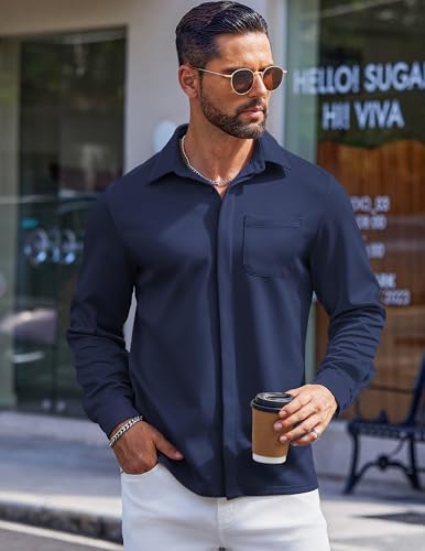 COOFANDY Men's Long Sleeve Wrinkle Free Shirts Casual Button Down Shirts Untucked Dress Shirt2