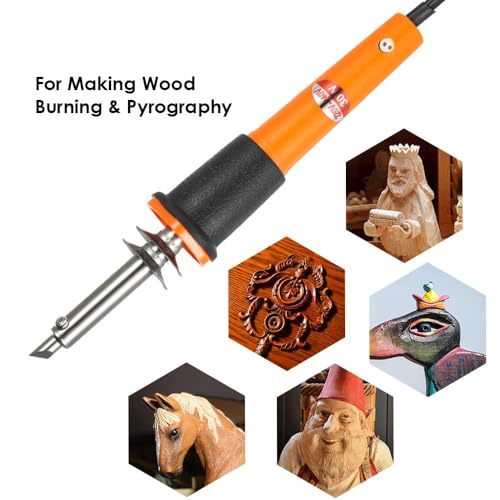 Image of AASONS 23pc Wood Burning Tool Kit, Woodburning Pyrography Pen, Electric Hot Knife Cutter Burner For Cutting Carving Soft Thin Foam Cloth Embossing Ideal For Wood, Leather Scalding, Home DIY Welding.