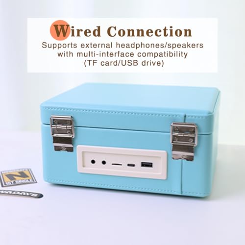 Image of Portable CD Player with Bluetooth 5.2, Rechargeable Battery & Built-in Speakers - Hi-Fi Retro Suitcase Design for Home Decor, AUX /TF Card Support - Ideal Gift (Light Blue)