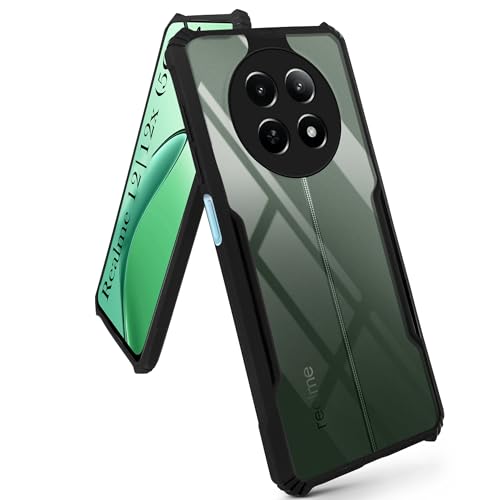 Image of Jkobi Back Cover Case for Realme 12 | Realme 12X (Shockproof with Polycarbonate Clear Panel | Professional Black)