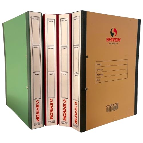 SHIVOM SO25 Box Ring File Folder for Documents, Assignment, Certificate, Office, School and Colleges - Superior 1080 GSM Cardboard (4 Files)