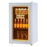 HCK 冷蔵庫 小型 92L ドリンク用 スムージー作り LEDネオン 透明ガラスドア タッチパネル 冷蔵ショーケース -5℃〜22℃ 大容量 右開き 静音 省エネ 保冷保温庫 バー 寝室 オフィス カフェ レストラン SC-98ZZ-S
