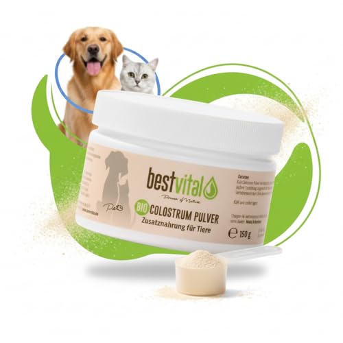 Bio Colostrum Pulver für Hund & Katze (150g) | Stärkt Immunsystem & Vitalität | Ideal für Magen, Darm & bei Allergie | Welpen & Senior | Immunbooster aus 100% Erstmilch