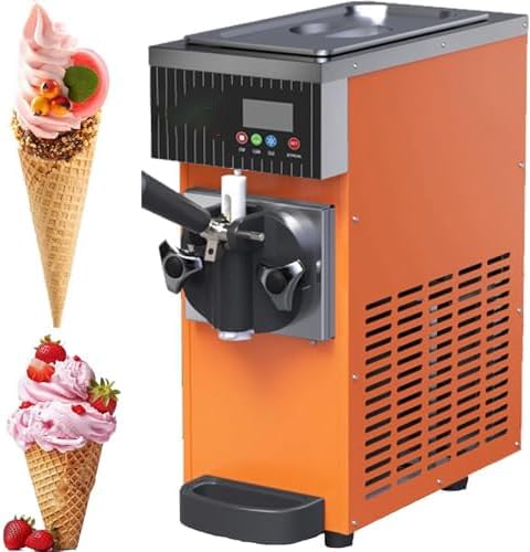 Soft Serve - Máquina de helado - Modelo comercial de un solo sabor de 450 W con preenfriamiento, limpieza automática y panel LCD para uso doméstico y snack bar