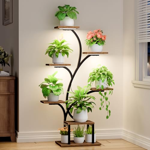 BACEKOLL Plant Stand Indoor with Grow Lights, 7 Tiered Indoor Plant Shelf, 49
