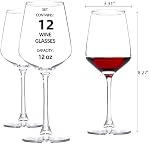 Ensemble de verres à vin rouge/blanc, 12 oz Verres à vin transparents avec tige, lave-vaisselle sans danger (12 PCS)