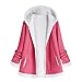 Xmiral Cardigan Cappotto Donna Casual Fuzzy Fleece Cerniera con Cappuccio con Tasche (4XL,Rosa Caldo)