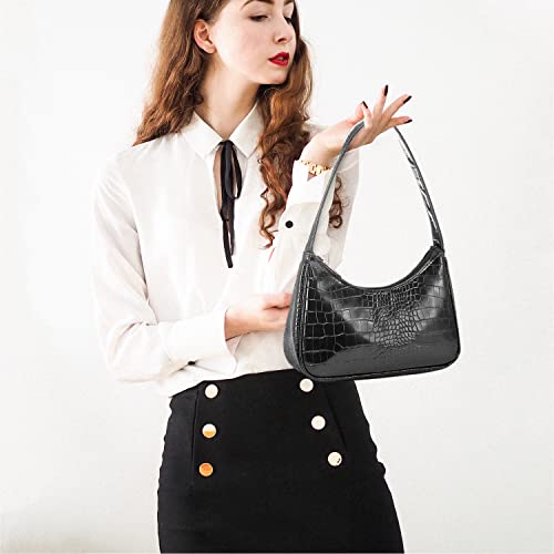 LOVEVOOK Shoulder Bag for Women, Small Purses Croc Pattern Clutch Purse Vegan Leather Little Purse Cute Mini Handbag2