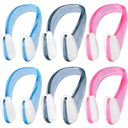 OIIKI 6PCS Swimming Nose Clips, Silicone Anti-Slip Nose Training Protectors, Swimming Accessories for Water Sports for Men Women Adults Teens, 3 Colors