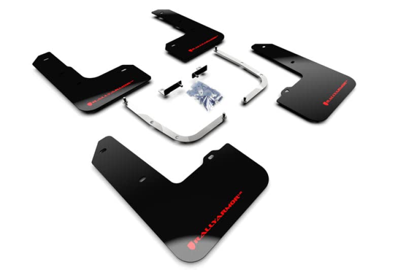 Image of FASTMODZ Rally Armor MF57-UR-BLK /RD Compatible with 2019+ Hyundai Veloster N UR Black Mud Flap w /Red Logo