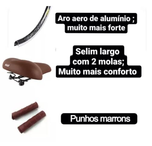 Bicicleta aro 26 feminina retrô com cesta tipo vime 6v verde