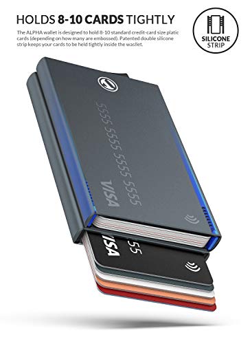 Image of VULKIT Credit Card Holder RFID Slim Card Wallet Pop up Card Case Aluminium for Men or Women up to Hold 10 Cards (Space Grey)