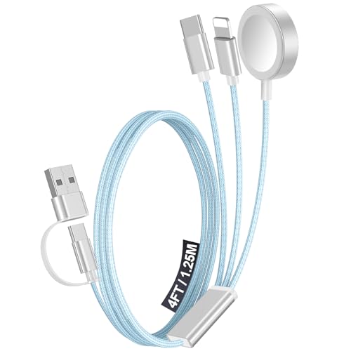 1Pack Travel Essentials for Apple Watch Charger,3-in-2 Multi Charging Cable