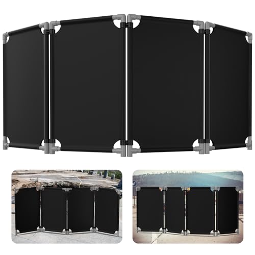 4 Panels Safety Barricade,7.8FT Removable Foldable Security Gates Barrier with Heavy Duty PVC Frame, Black Color Easier to Identify, Crowd Control Restricted Area Pedestrian Barricade Traffic Fence