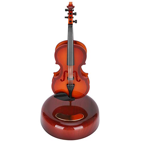 Spieluhr Modell Instrument Rotierende Cello-Form Spieluhr mit Ständer, Spieluhr Geschenke Souvenir Home Decoration, für Kinder Mädchen Freunde, Hochwertige Kunststoff 360 ° Drehbasis, SmallExquisite Cover