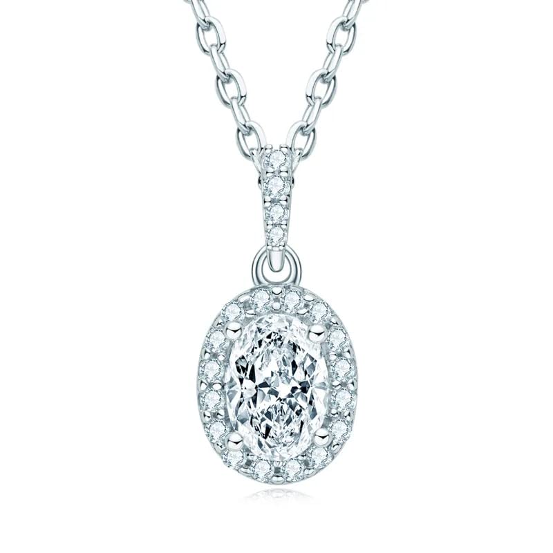 Collier moissanite 5x7mm brillant pour tenue de soirée chic femme