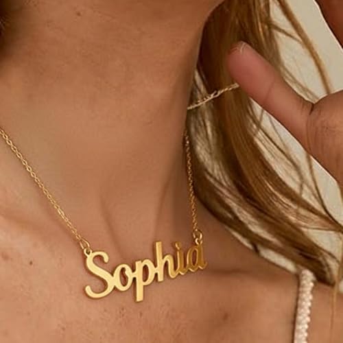 Personalized Letter Custom Name Necklace for Women 18K Gold Plated Thin Script - Custom Jewelry with Gift Box for Anniversary Wedding Dates Holidays​3