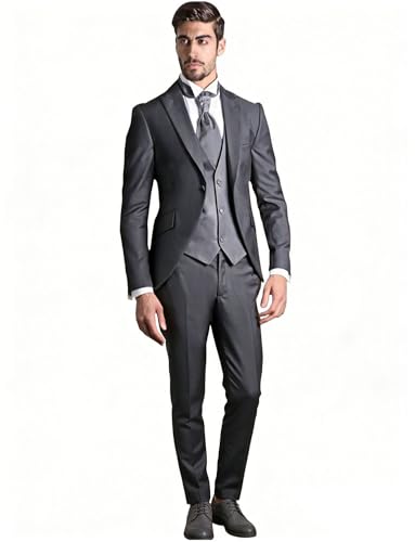 Costumes homme slim fit 3 pièces veste un bouton gilet pantalon pour bureau