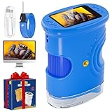 Mikroskop für Kinder, Temodu 2.0" Bildschirm, 1000X USB Tragbares Taschenmikroskop, Wiederaufladbares Tragbares Mikroskop, Mikroskope Anschluss an PC, Science draussen ab 3 Jahren (382-Blue)
