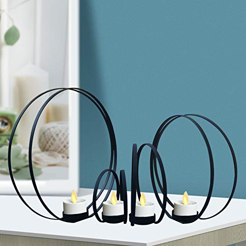 Smtyle Christmas Black Candle Holders For Tea Light Haunted Candelabra Prop Set Of 4 For Votive Tealight Candles With Metal Ring Shape #TOP2