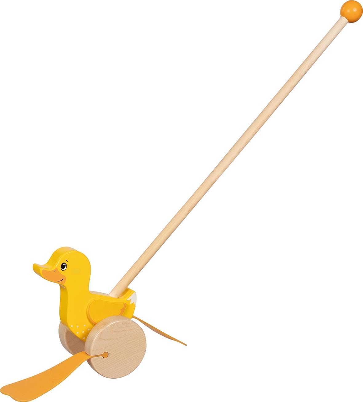 goki 54846 - Ellie Duck - Cheerful Wooden Running Toy with Waddling Gear