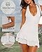 Vacation Dresses for Women Summer 2026 Sexy Halter V Neck Backless Hollow Out Ruffle Bodycon Cocktail Party Cute Mini Dress White M