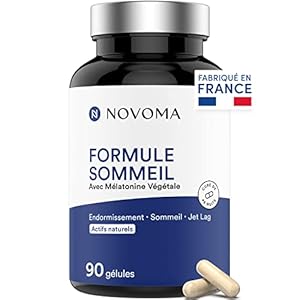 NOVOMA Formule Sommeil avec Mélatonine 1,9 mg, Endormissement & Sommeil Naturel, Complexe de Plantes avec Melatonine Pure, Mélisse et Passiflore, 90 Gélules Vegan, Made in France