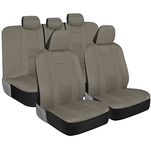 carXS Seat Covers for Cars, Solid Beige Two-Tone Car Seat Covers with Matching Back Seat Cover, Made to Fit Most Auto Truck Van SUV, Interior Car Accessories, Car Seat Cover Full Set
