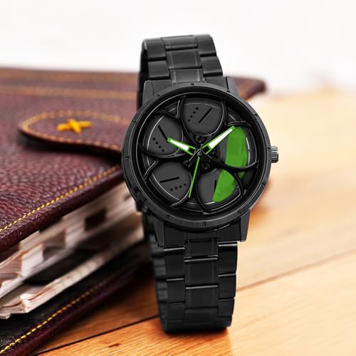 Image of Shocknshop RevolveX Rotating Hollow Wheel Hub Creative Fashion Analog Quartz Stainless Steel Wrist Watch for Men Boys -WCH364