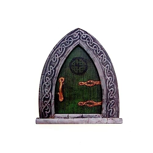 Puerta de hadas en miniatura para jardín, puerta de duende miniatura, puerta de duende en miniatura, puerta de casa de hadas, estatuas de jardín, decoración de árboles, puerta de hadas, árbol retro y