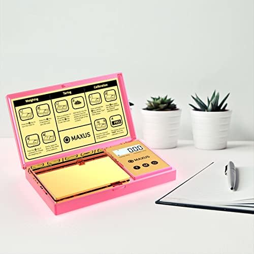 MAXUS Digital Gram Scale with 200g x 0.01g,Pink Plated Shining Cover and Platform Pocket Scale,Mini Scale for Food Ounces and Grams