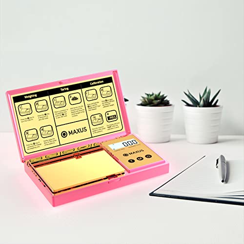Maxus Digital Gram Scale With 200G X 0.01G Capacity, Stylish Pink Plated Shining Cover And Platform, Mini Pocket Scale For Food And Jewelry #TOP6