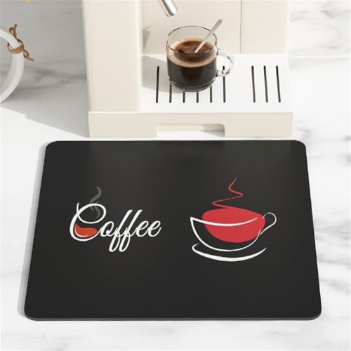 Highdi 2,5 mm de Espesor Alfombrilla Escurreplatos, Antideslizante Alfombrilla Fregadero Cocina Súper Absorbente Alfombra Secado de Platos, para Mostrador de Cafetera (40x50cm,Estilo café 1)