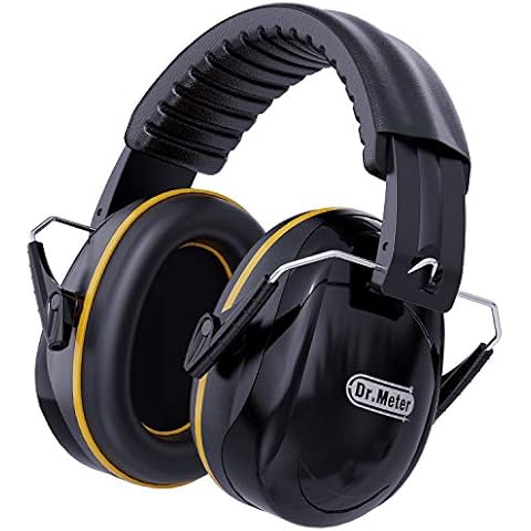 Dr.meter Ear Defenders Adults, SNR 34dB Noise Reduction Earmuffs with with Adjustable Headband Double Layers Hearing Protection for Gardening Hunting Construction Yard Work Carry Bag included Cover