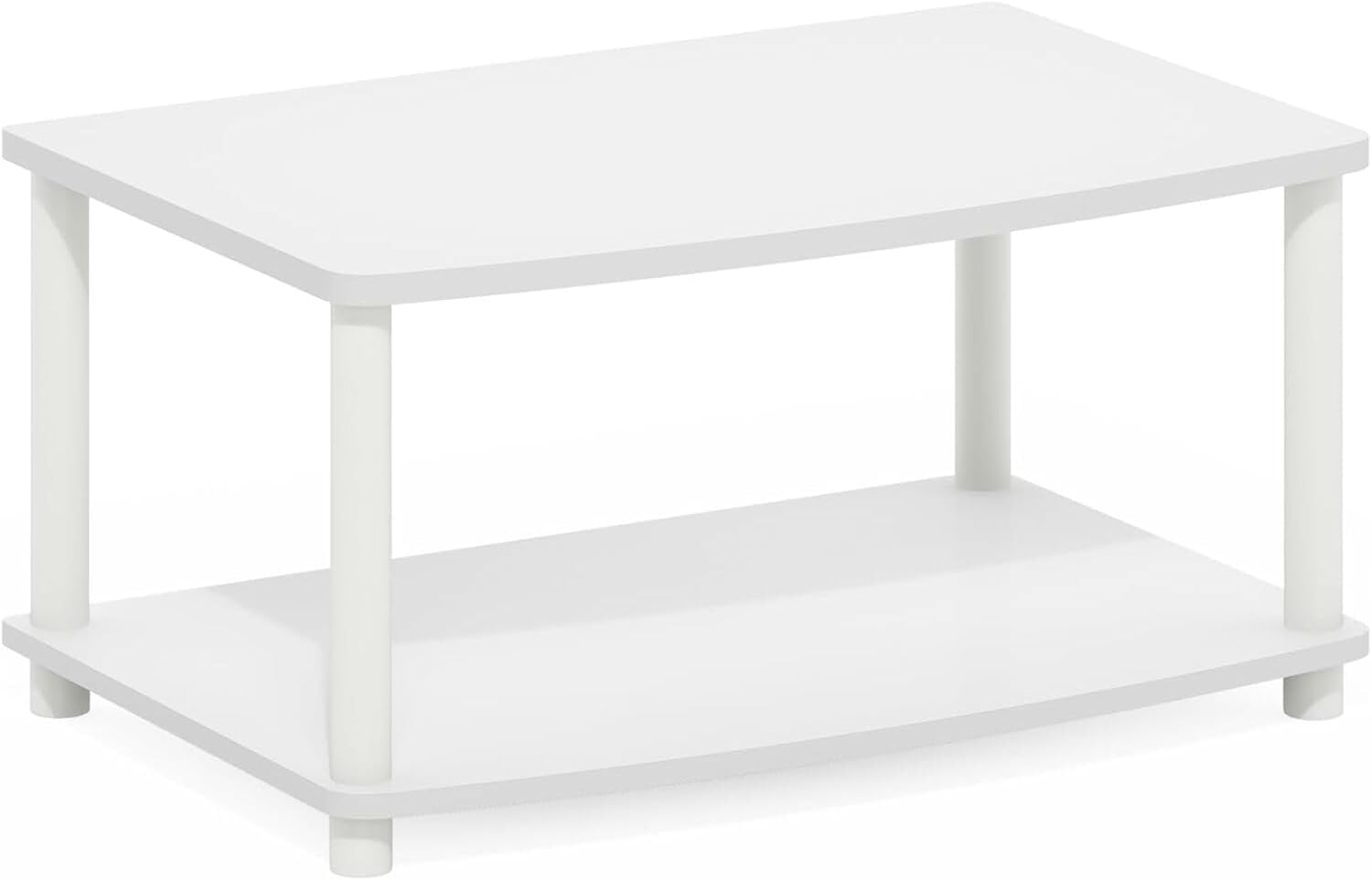 HomeStock Artisanal Artistry Tiered Elevated Tv Stand - Innovative Wooden TV Stand with Elevated Design, No Tools Required for Assembly, Perfect for Modern Living Rooms White/2 Tier