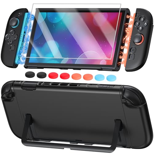 Image of Switch 2 Cover Case&Screen Protector, FYOUNG Dockable Shell for Nintendo 2 | Cute Case, 9H Tempered Glass, Thump Grip, Switch 2 PC Hard Protective Case, Split Design, Precise Cutouts, Slim Shockproof